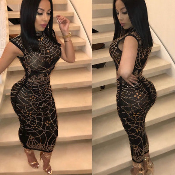black and gold club dress
